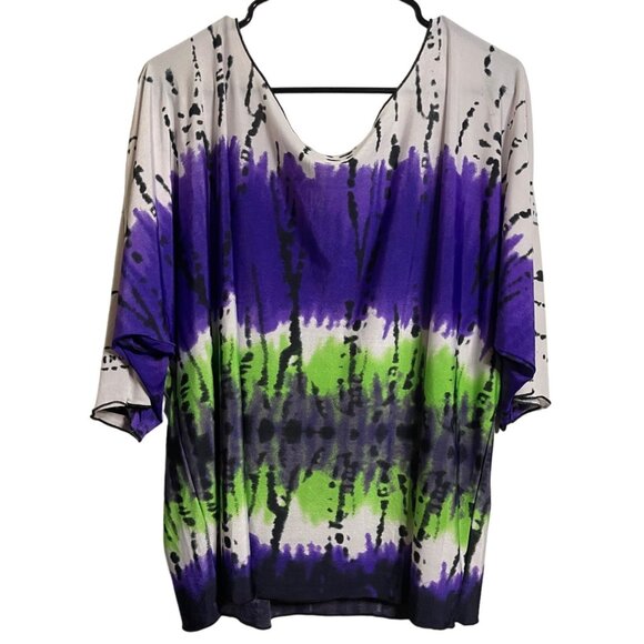 Magic Avenue Tops - Magic Avenue Womens Plus Size Tie-Dye Loose Fit Blouse Plus Size 1X
